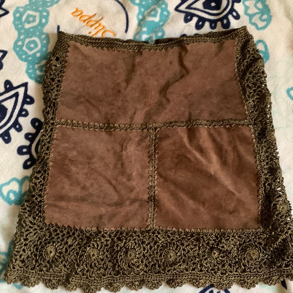 Rampage - designer leather and crochet mini skirt